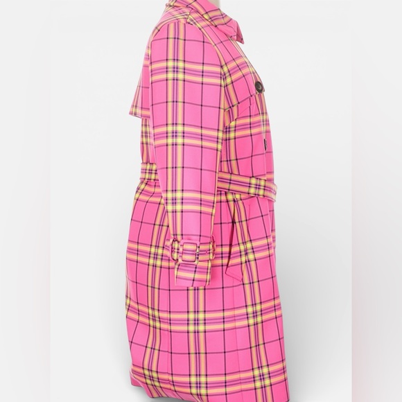 NWT Boden Cheltenham Trench Coat Pink Neon Check US 10 / UK 14P - Picture 9 of 16